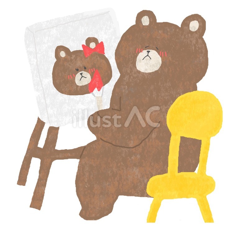 絵を描くくまさん♪ くま,かわいい,絵のイラスト素材