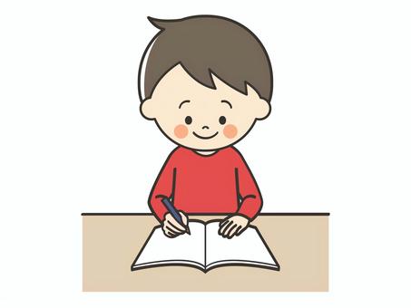 勉強をする男の子 勉強,宿題,学習,テスト,学ぶ,課題,塾,自主勉強,自習,授業のイラスト素材
