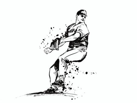 ピッチャー スポーツ,野球,ピッチャー,メジャーリーグ,ペン画,ベクター,透過のイラスト素材