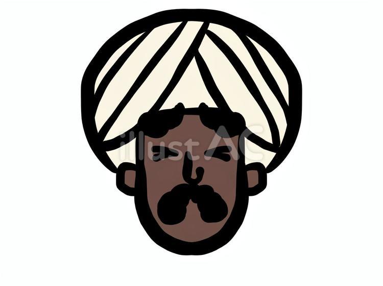 目を細めた顔のインド人 インド,インド人,ターバンのイラスト素材