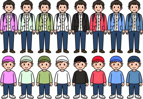 男性と男の子の旅行者です。 大人,シンプル,旅行,旅路,旅人,子供,男性,男の子のイラスト素材