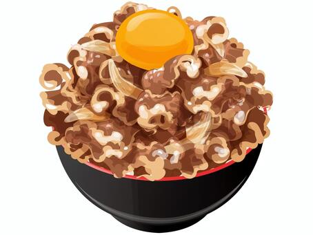 卵のせ大盛り牛丼 牛丼,料理,丼もの,食べ物,牛肉,卵,玉ねぎ,どんぶりのイラスト素材