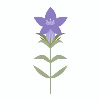 竜胆の花イラスト 1輪 茎と葉付き01 竜胆,りんどう,秋,植物,花,一輪,自然,葉,葉っぱ,かわいいのイラスト素材