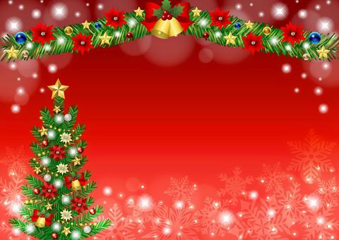 Christmas2583 Christmas2583 ツリー,モール,ポインセチア,雪,結晶,キラキラ,ベル,リボン,柊,オーナメントのイラスト素材