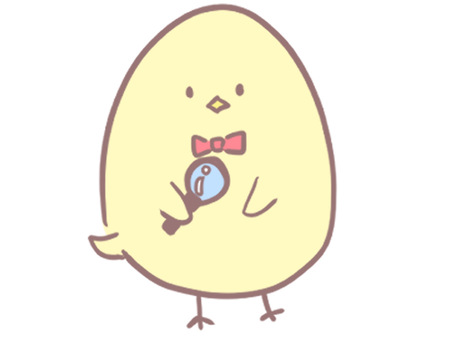 蝶ネクタイ・虫眼鏡を持っているひよこ ひよこ,鳥,かわいい,虫眼鏡,リボン,蝶ネクタイ,探偵,調査,捜索,調べ物のイラスト素材