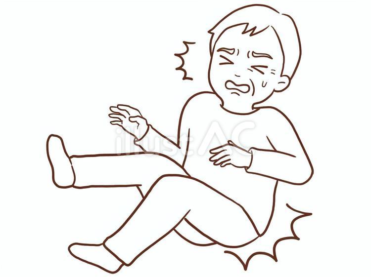 転倒した男性高齢者(色なし) 男性,高齢者,男性高齢者のイラスト素材