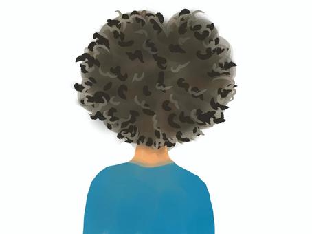 アフロヘアスタイル 人,髪型,ヘアスタイル,後ろ姿,アフロヘア,カーリーヘア,コイリーヘア,丸い,ユニーク,ふわふわのイラスト素材