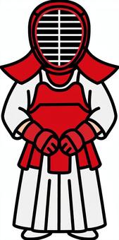 赤の防具セットです。 剣道,防具,シンプル,武道,面,胴,小手,胴着,袴,武道具のイラスト素材