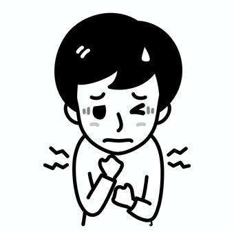 若い男性　胸の痛み　白黒 病気,胸,白黒,男性,痛み,症状,胸痛,苦しい,若い,20代のイラスト素材