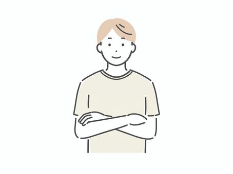 自信のある表情の若い男性 男性,人物,若い,大人,腕組み,無表情,自信,頼もしい,ドヤ顔,誇らしいのイラスト素材