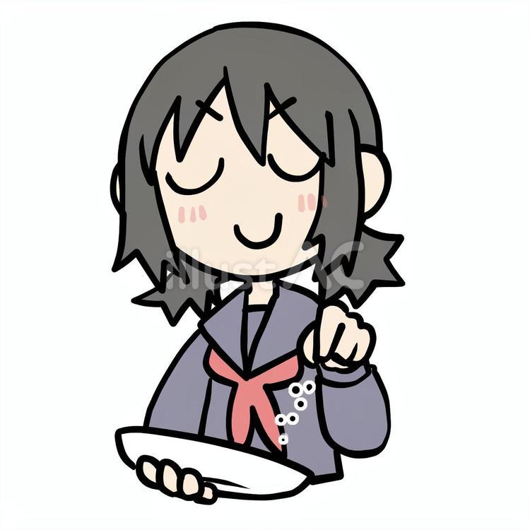 塩を振る学生少女 少女,塩,振るのイラスト素材