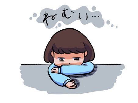 眠そうな人 眠い,睡魔,疲れ,落ち込む,元気ない,机にうつ伏せ,ゆるい,商用フリーのイラスト素材