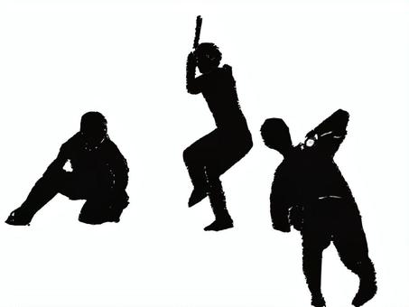 野球シルエット 野球,ベースボール,プロ野球,高校野球,メジャー,スポーツ,社会人野球,試合,甲子園,選手のイラスト素材