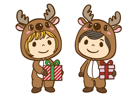 子供の着ぐるみ「トナカイ」 トナカイ,鹿,シカ,コスプレ,お遊戯会,劇,動物,着ぐるみ,幼稚園,保育園のイラスト素材