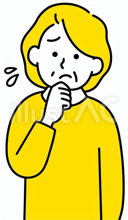 不安そうなおばあさん　困っている女性 悩む,女性,おばあさんのイラスト素材