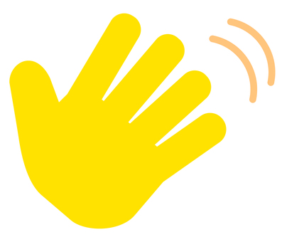 黄色い手（バイバイ） 手,振る,黄色,バイバイ,さよなら,こんにちは,挨拶,アイコンのイラスト素材