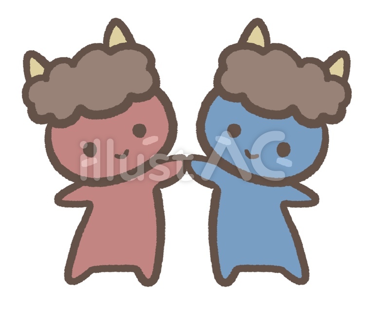 赤鬼&青鬼 鬼,赤鬼,青鬼のイラスト素材