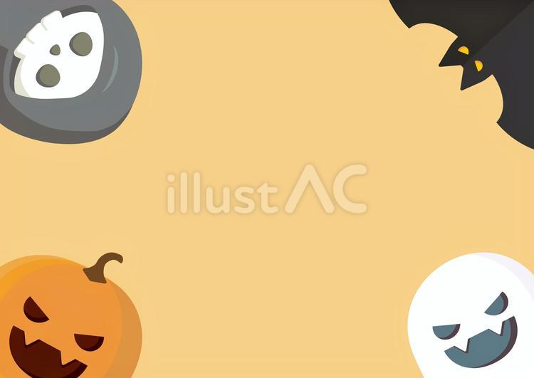 ハロウィンのかぼちゃやオバケの背景05 ハロウィン,背景,フレームのイラスト素材