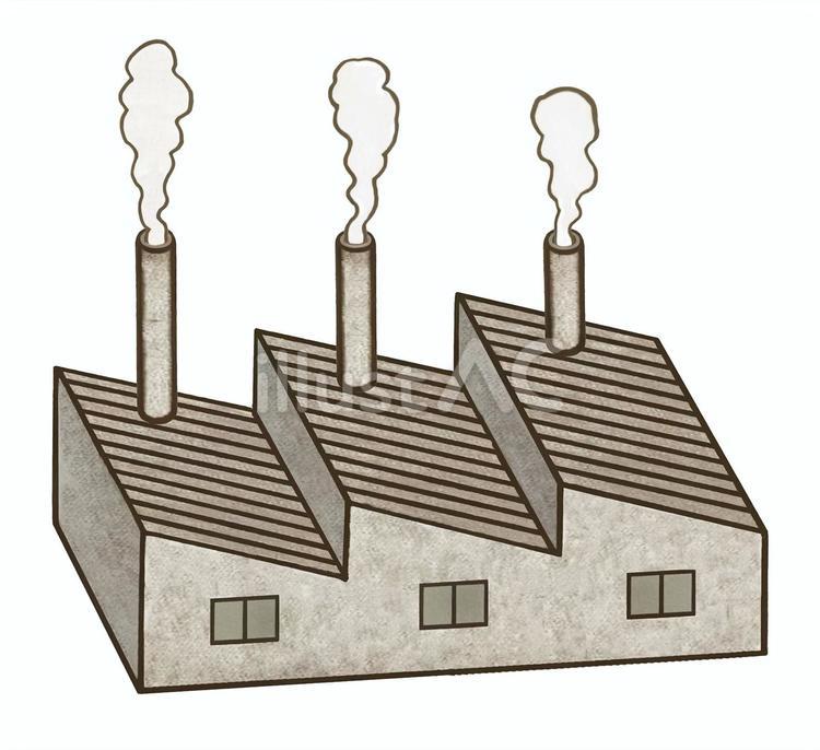 古い町工場 - 煙突付き 3 工場,ファクトリー,町工場のイラスト素材