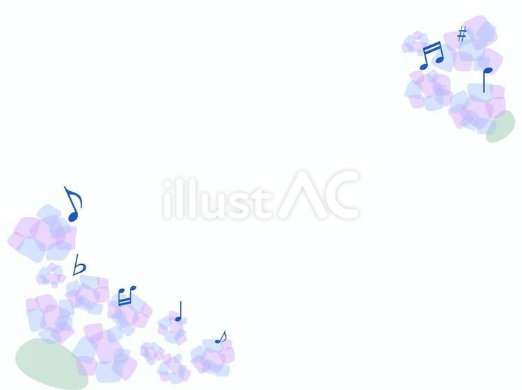 あじさい柄の音符フレーム２ あじさい,紫陽花,フレームのイラスト素材