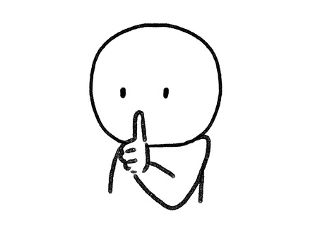 静かにさせる棒人間線画 棒人間,静かに,しーっ,人物,手描き,落書き,表情,黒,シンプル,背景透過のイラスト素材