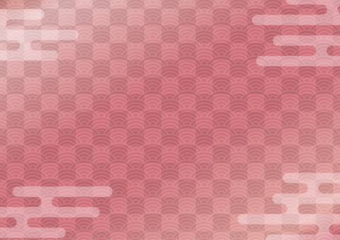 市松と青海波の背景-4（A4横） 市松,青海波,霞,雲,和柄,背景,グラデーション,a4,横,ピンクのイラスト素材