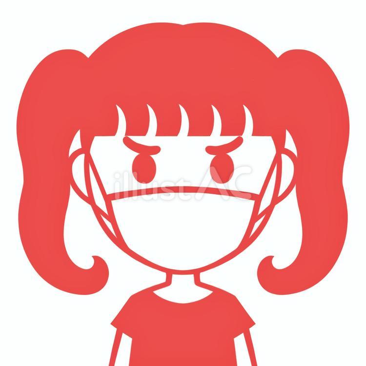 マスクをつけた女の人のアイコン 女性,アイコン,顔のイラスト素材