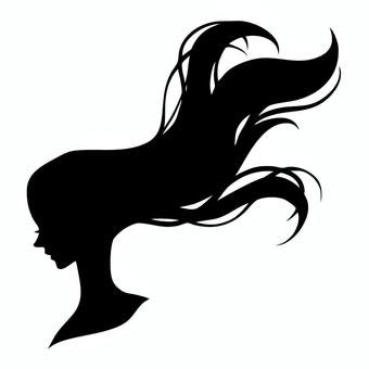 ロングヘア女性の横顔シルエット シルエット,女性,女,髪型,ロングヘア,ヘアスタイル,美容,髪,横顔,綺麗のイラスト素材