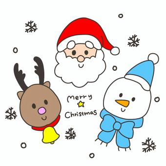 サンタさんとトナカイと雪だるま