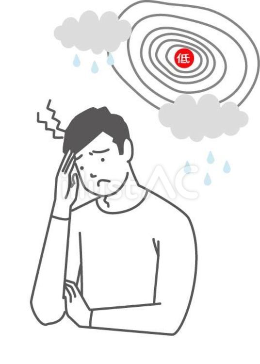 気象病 男性,気象病,低気圧のイラスト素材