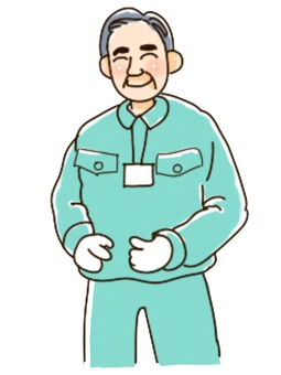 作業服の男性 作業服,土木,作業着,作業員,何でも屋,労働者,笑顔,白髪,シルバー,人材のイラスト素材