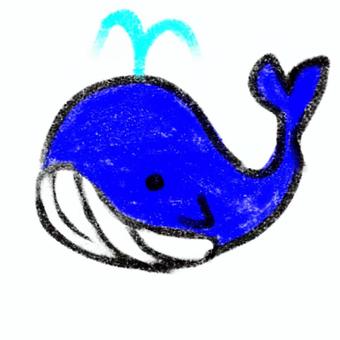 Illustration, whale, blue, water, JPG and PNG