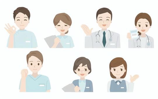 Medical staff positive icon set, health care workers, set, icon, JPG, PNG and AI