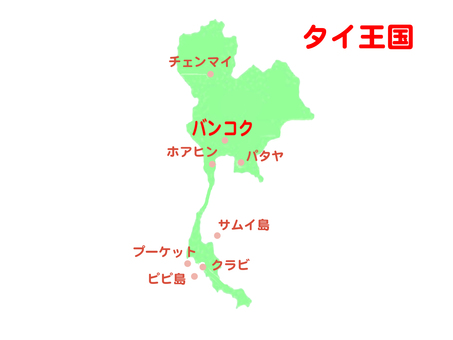 タイ王国地図 タイ王国,アジア,バンコク,地図,プーケットのイラスト素材