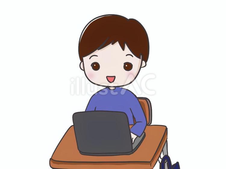 パソコン学習をする男の子2 小学生,子ども,授業のイラスト素材