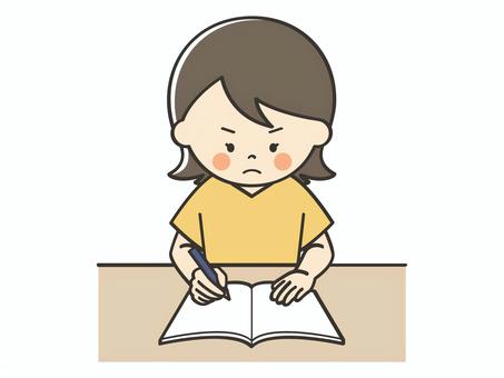 真面目に勉強をする若い女性 勉強,宿題,学習,テスト,学ぶ,課題,塾,自主勉強,自習,授業のイラスト素材