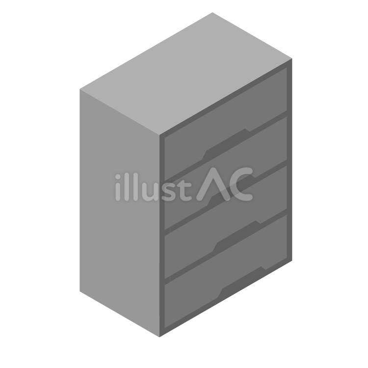 ダークグレーのタンス（アイソメ） タンス,引き出し,キャビネットのイラスト素材