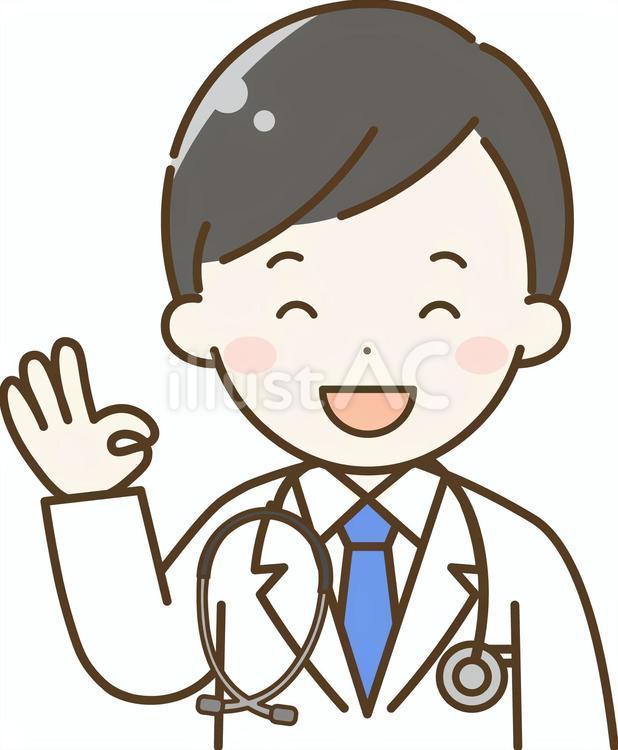 オッケーのポーズをする笑顔の男性医師 医師,男性,医療従事者のイラスト素材