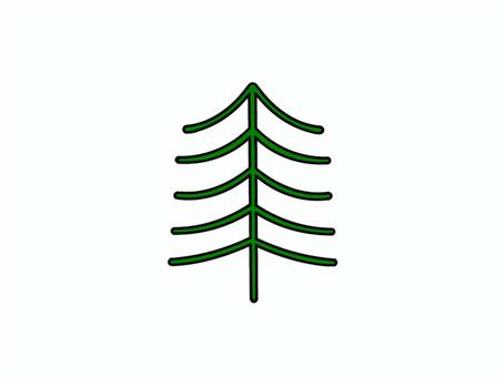 ツリー06 線あり ツリー,木,森,林,自然,シンプル,白背景,素材,手書き,手描きのイラスト素材