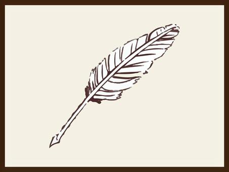 羽ペン　リアル　イラスト 羽ペン,リアル,イラスト,手描き,ペン,羽のイラスト素材