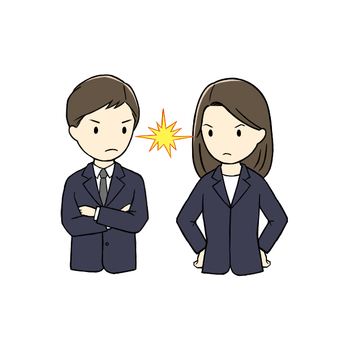 対立するビジネスパーソン2 ライバル,対立,いがみ合い,火花,争い,競争,喧嘩,仲違い,決裂,切磋琢磨のイラスト素材