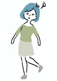 貧血で倒れる女性 貧血,女性,失神,たちくらみ,転倒,シンプル,ラフタッチ,手書き風,イラスト,ベクターのイラスト素材