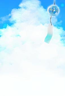 Wind chimes and blue sky, JPG Wind chimes and blue sky, background, summer greeting card, watercolor, JPG