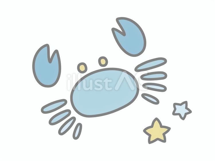 てがき12星座かに座【blue】 かに座,星座,てがきのイラスト素材
