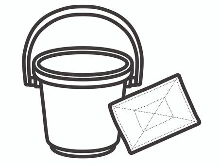 バケツ（雑巾手前）03 バケツ,雑巾,掃除,拭き掃除,大掃除,アイコン,マーク,シンプルのイラスト素材