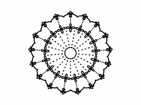 丸いレース模様 レース,丸,黒,白,模様,装飾,ドイリーのイラスト素材
