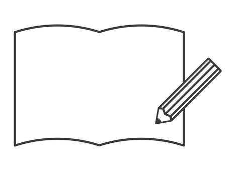 本（ノート）とえんぴつ 本,フレーム,ノート,鉛筆,勉強,書籍,参考書,見開き,冊子,メモ帳のイラスト素材