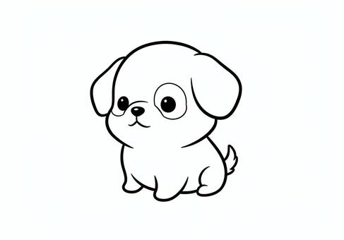 かわいい子犬キャラクターの線画イラスト