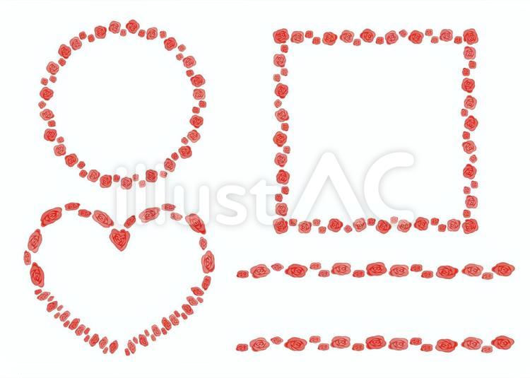 7薔薇・カーネーション枠（大小、赤） カーネーション,母の日,フレームのイラスト素材