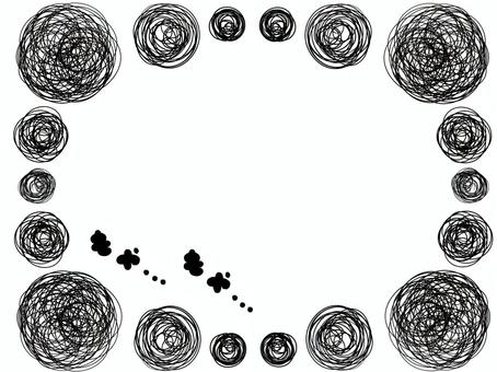 モヤモヤしたフレーム(黒) もやもや,黒,白黒,フレーム,シンプル,ゆるい,手書き,気持ち,素材のイラスト素材
